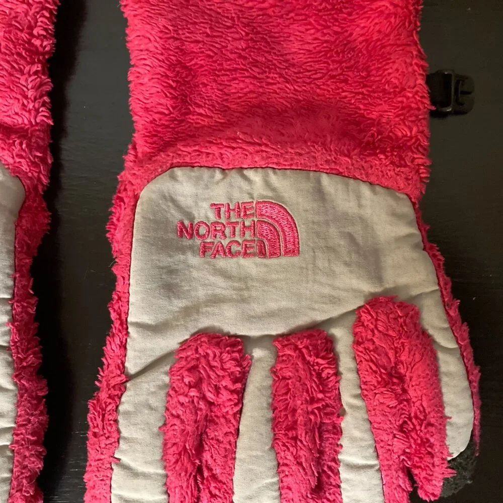 The North Face Kid's Pink/Gray Fleece Gloves - Size L
